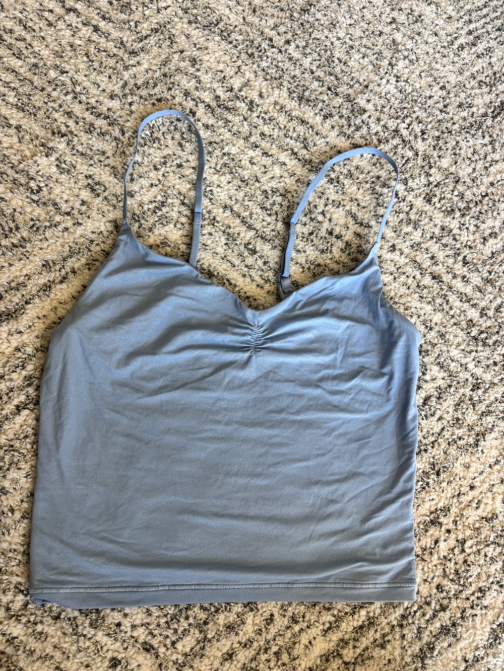 aerie sparkly Dusty Blue Ruched V-Neck Camisole